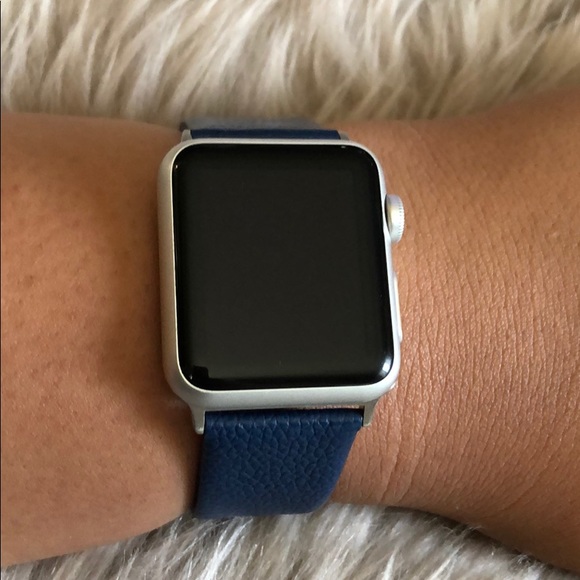 Apple Watch Blue Genuine Leather Band Strap - Picture 5 of 8